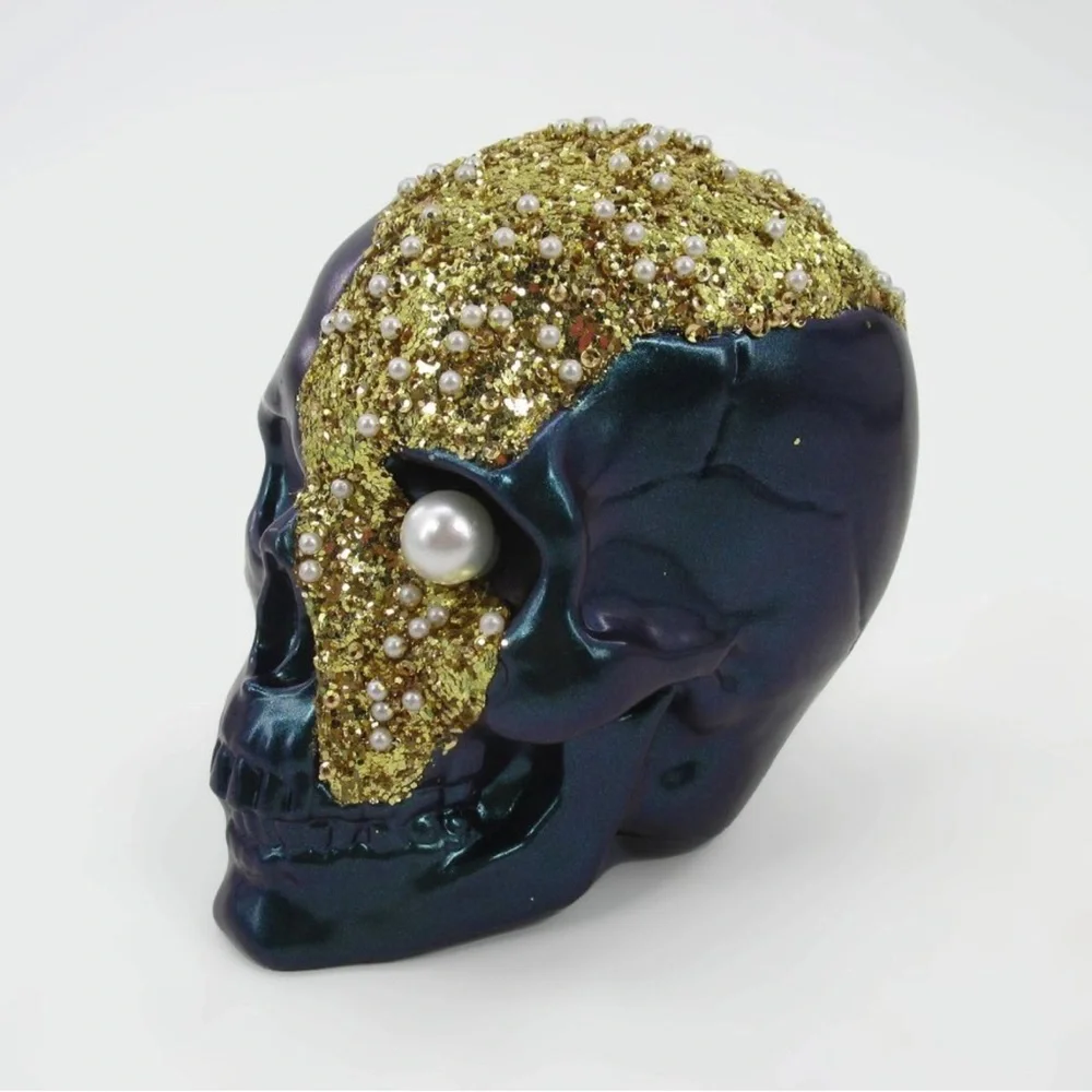 New! Target Bullseye Halloween Black Blue Gold Decorative Skull